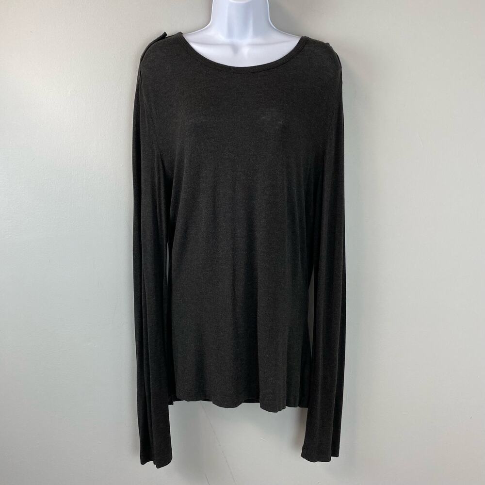 St. John Charcoal Gray Relaxed Soft Long Sleeve Jersey Casual Top Medium